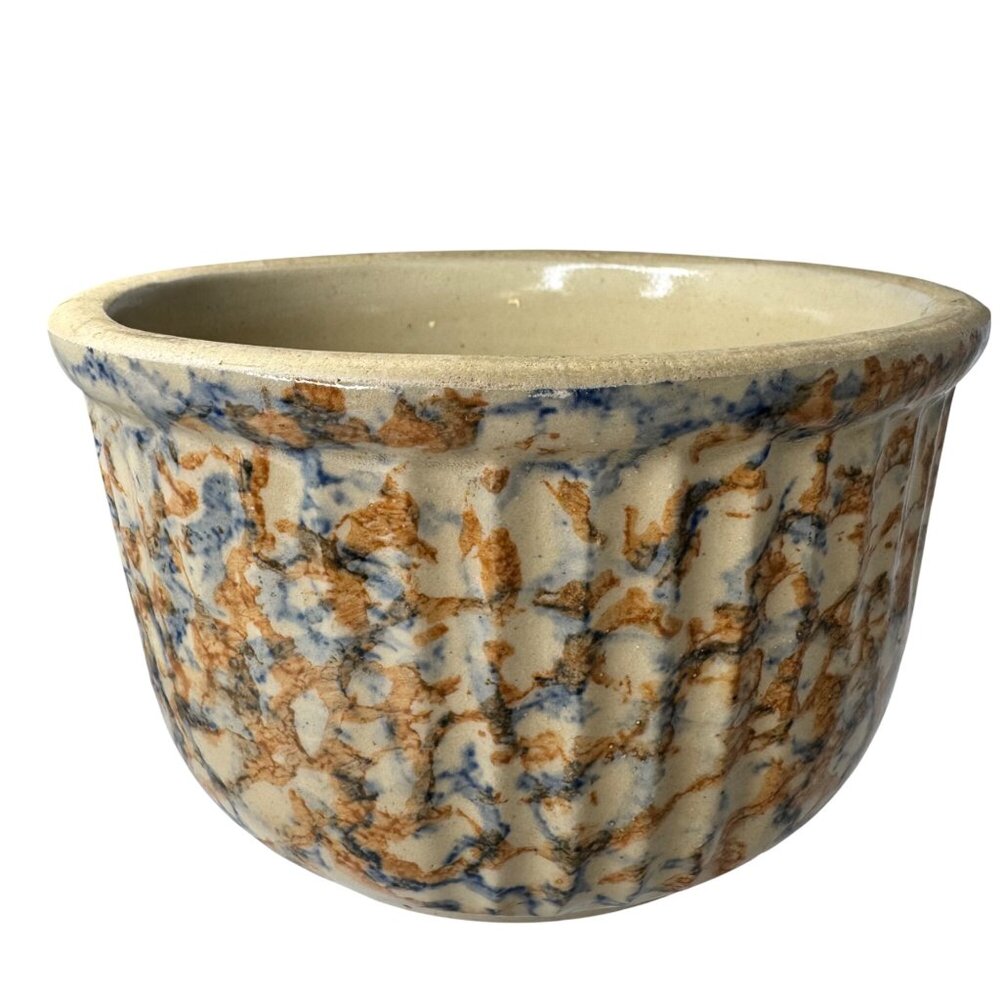 Redwing Spongeware Stoneware Bowl Speckled Vintage Ceramic 7" Diameter Crock A - Picture 5 of 12